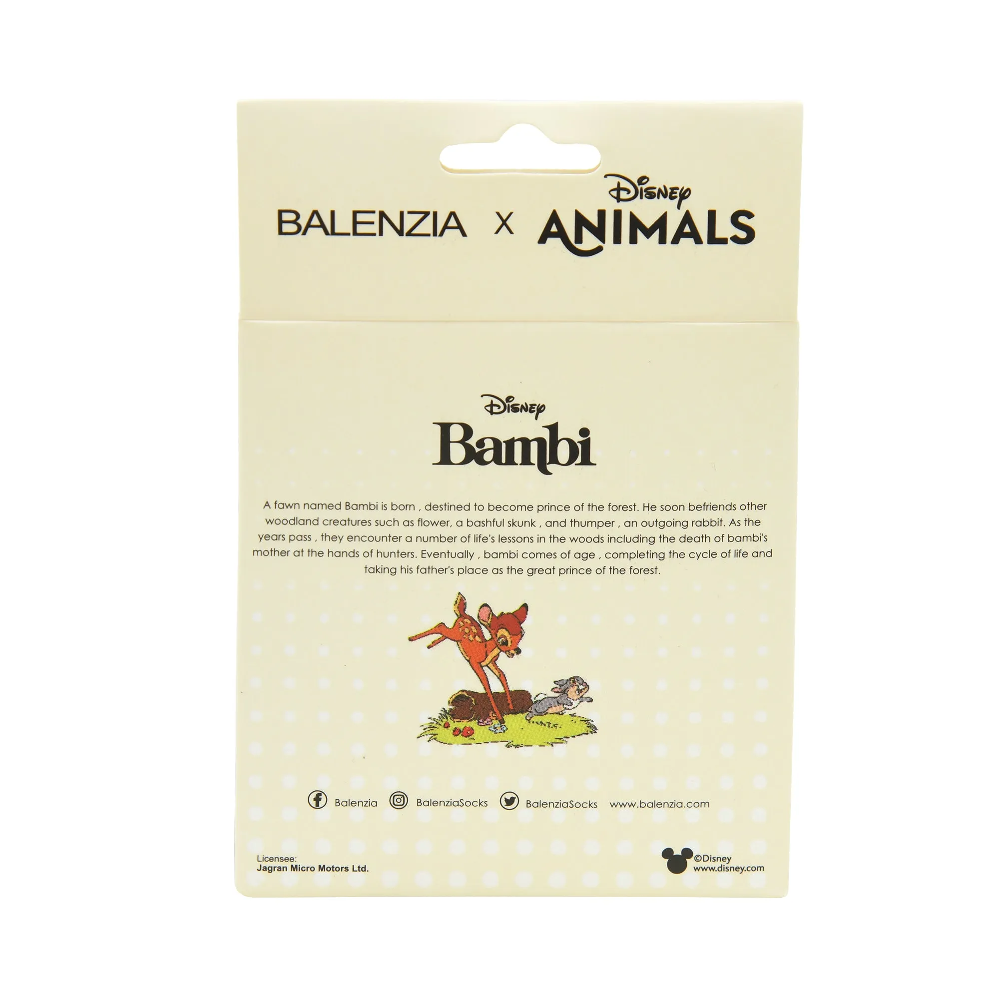 Balenzia X Disney Character Cushioned Ankle socks for women-Bambi(Pack of 1 Pair/1U)-Cream