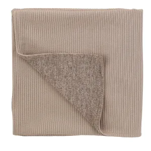 Bondoux Ribbed Heather Combo Tan Knit Blanket