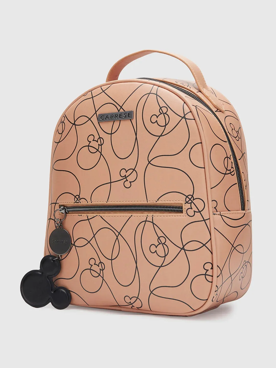 Caprese Disney Inspired Printed Mickey Mouse Collection Medium Backpack Beige