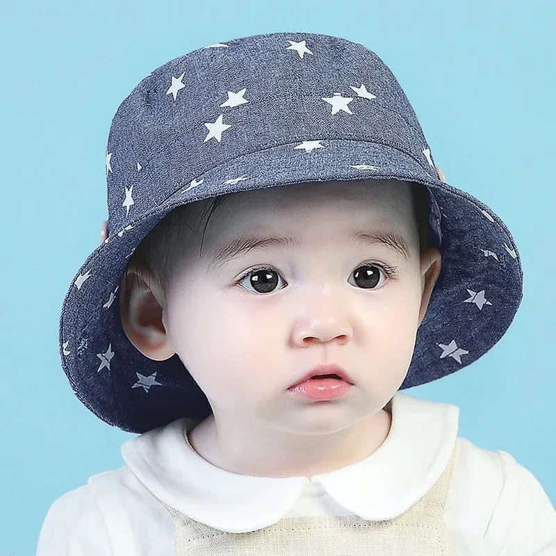 Cotton Cartoon Stars Printed Soft Baby Bucket Hat