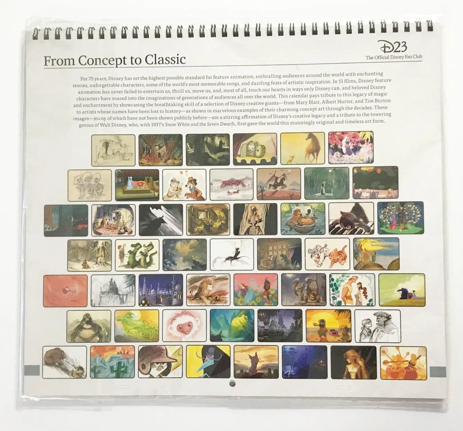 Disney D23 Club  "From Concept to Classic" 2012 Calendar- Sealed