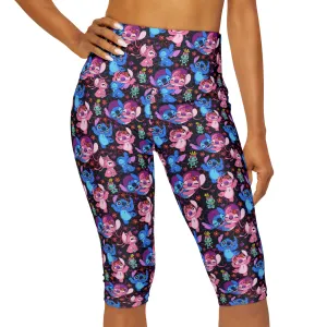 Disney Lilo And Stitch Angel Besties Athletic Capri Leggings