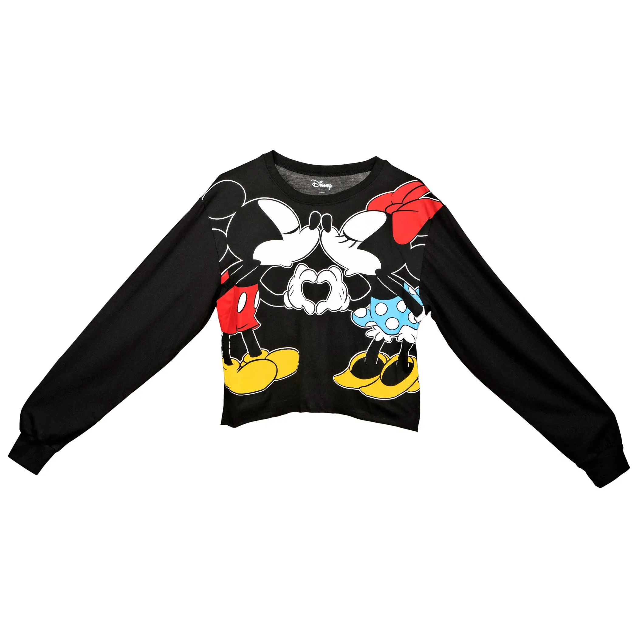 Disney Mickey and Minnie Kisses Juniors Long Sleeve Crop Top