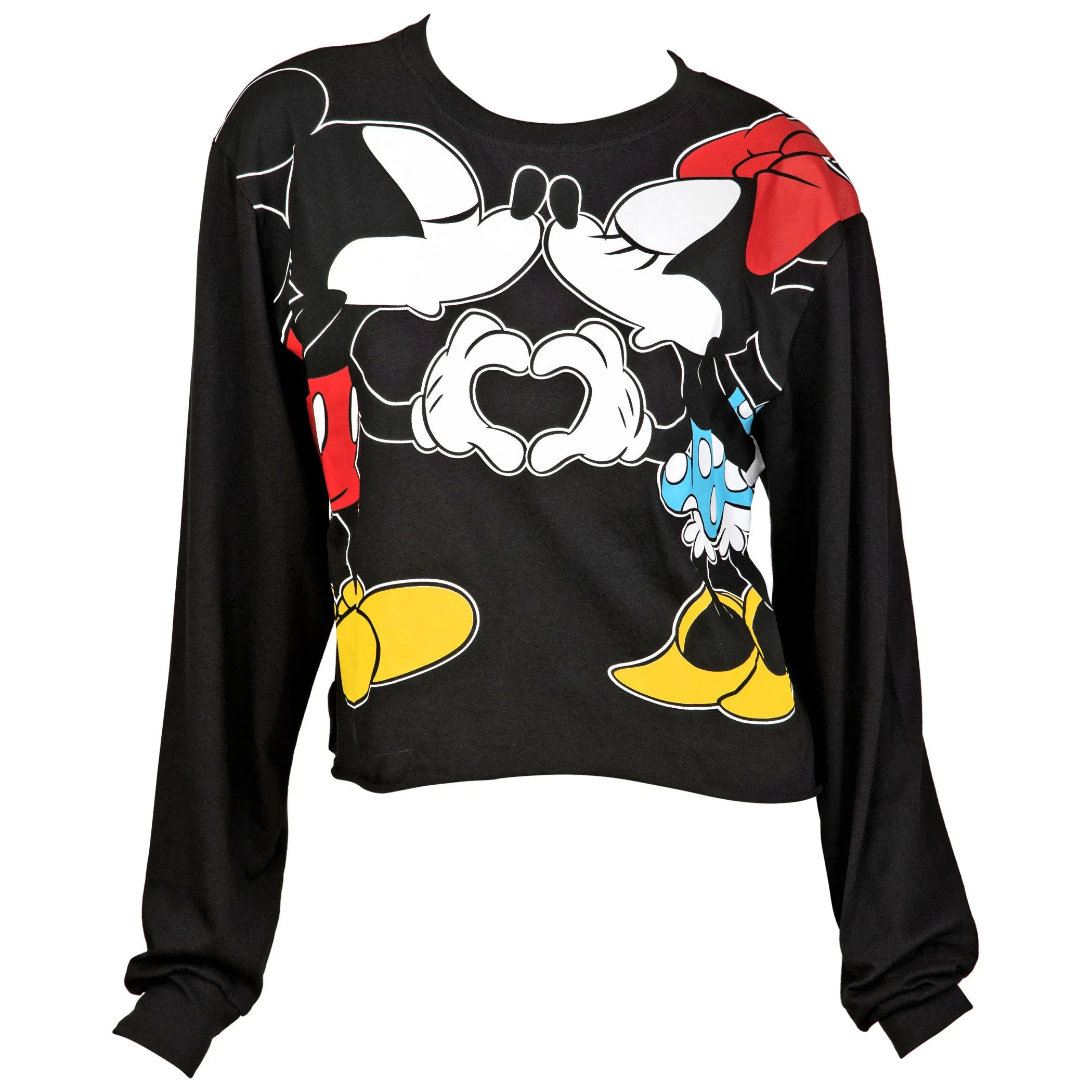 Disney Mickey and Minnie Kisses Juniors Long Sleeve Crop Top