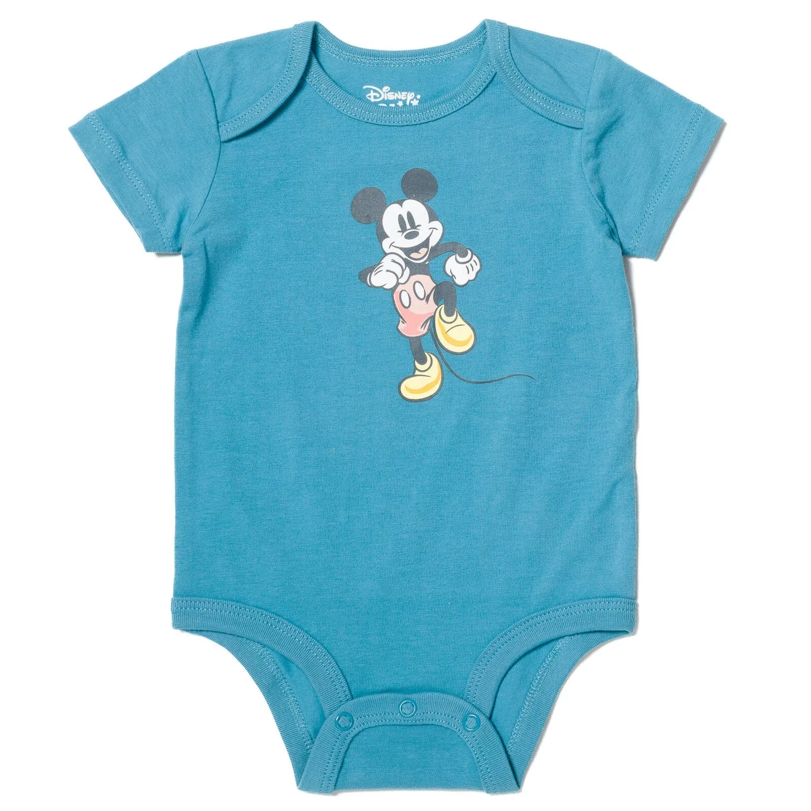 Disney Mickey Mouse 4 Pack Cuddly Snap Bodysuits made with Organic Cotton