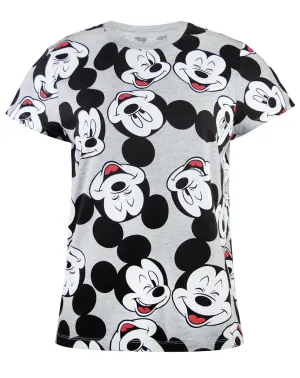 Disney Mickey Mouse Character All Over Print Women's Boyfriend Fit T-Shirt