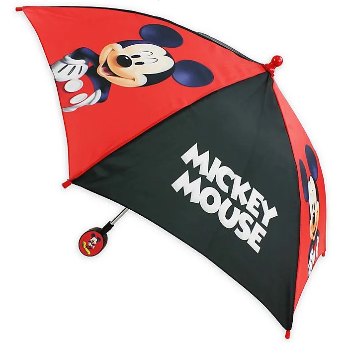 Disney Mickey Mouse Red and Black Boys Umbrella - Lightweight Umbrella Accessory for Kids, Rain or Shine Cover, Toddler