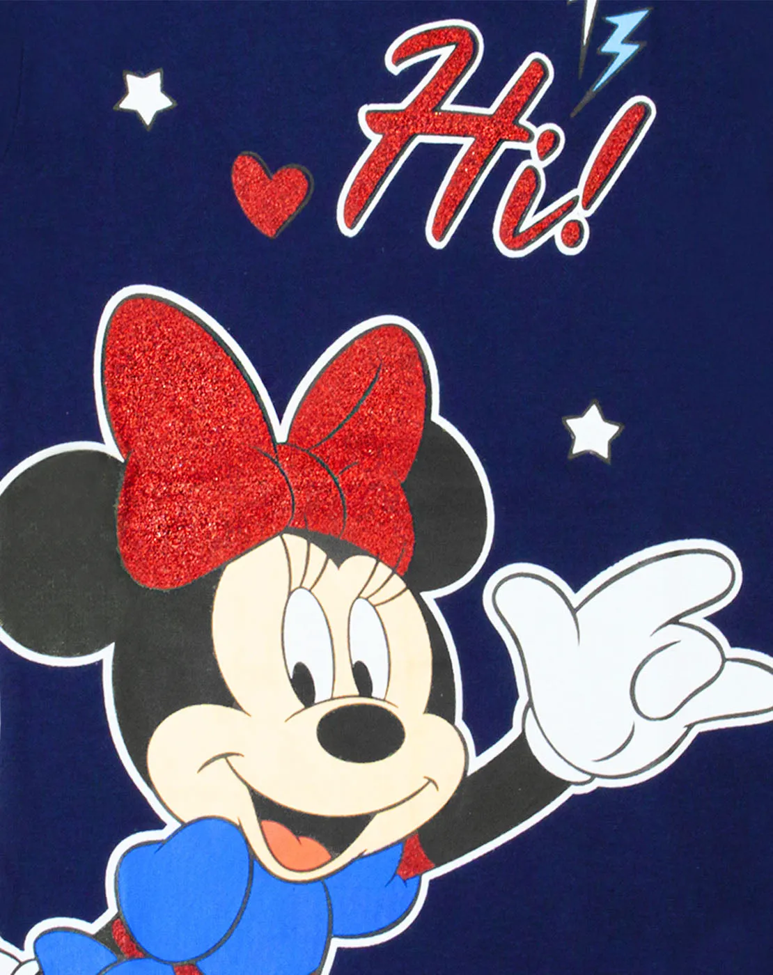 Disney Minnie Mouse "Hi" Glitter Detailed Girl's Novelty Character T-Shirt