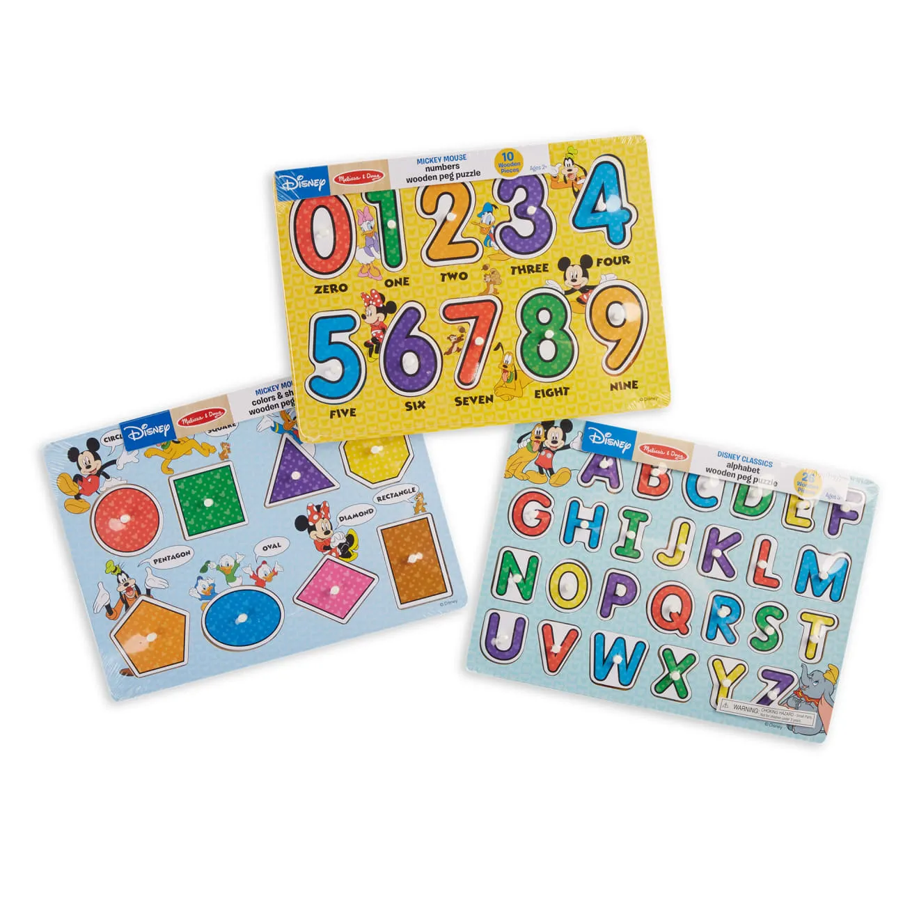 Disney Peg Puzzle Bundle-Alphabet, Numbers, Shapes & Colors