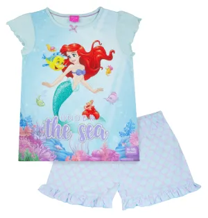 Disney The Little Mermaid Ariel Girls/Toddler Pyjama 2 Piece Shorts Set 2 - 8 Years