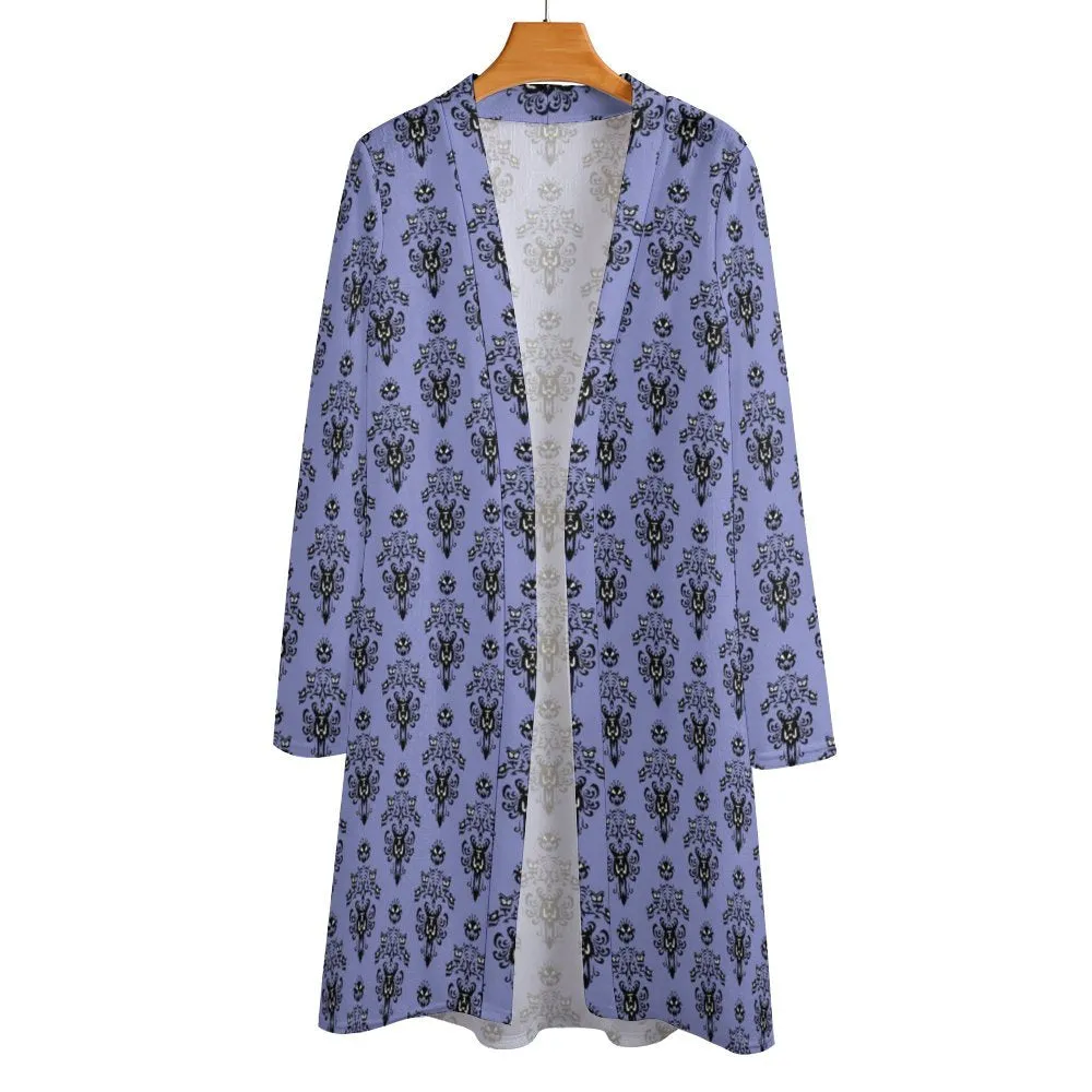 Haunted Mansion Wallpaper Women's Mid-Length Cardigan