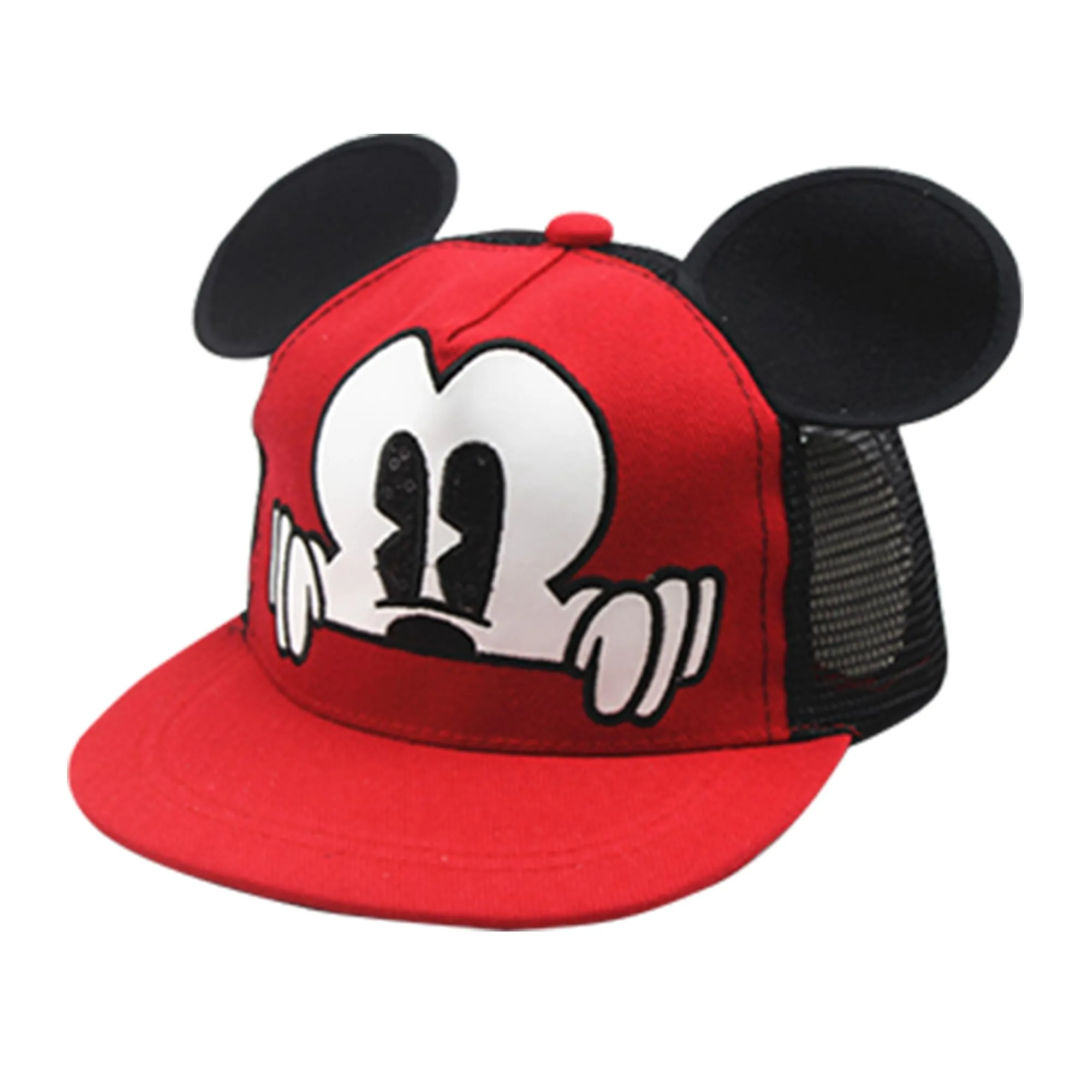 Homestic Mickey Mouse Cap | Adjustable Cap for Boys and Girls | Cartoon Character Printed Little Cap for Kids | Cap for 7-12 Year Old Baby Girls and Boys | T1639-B | Red