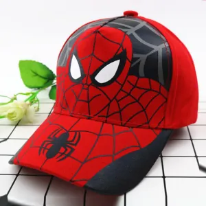 Homestic Spiderman Cap | Adjustable Cap for Boys and Girls | Cartoon Character Printed Little Cap for Kids | Cap for 7-12 Year Old Baby Girls and Boys | T8103-A | Red