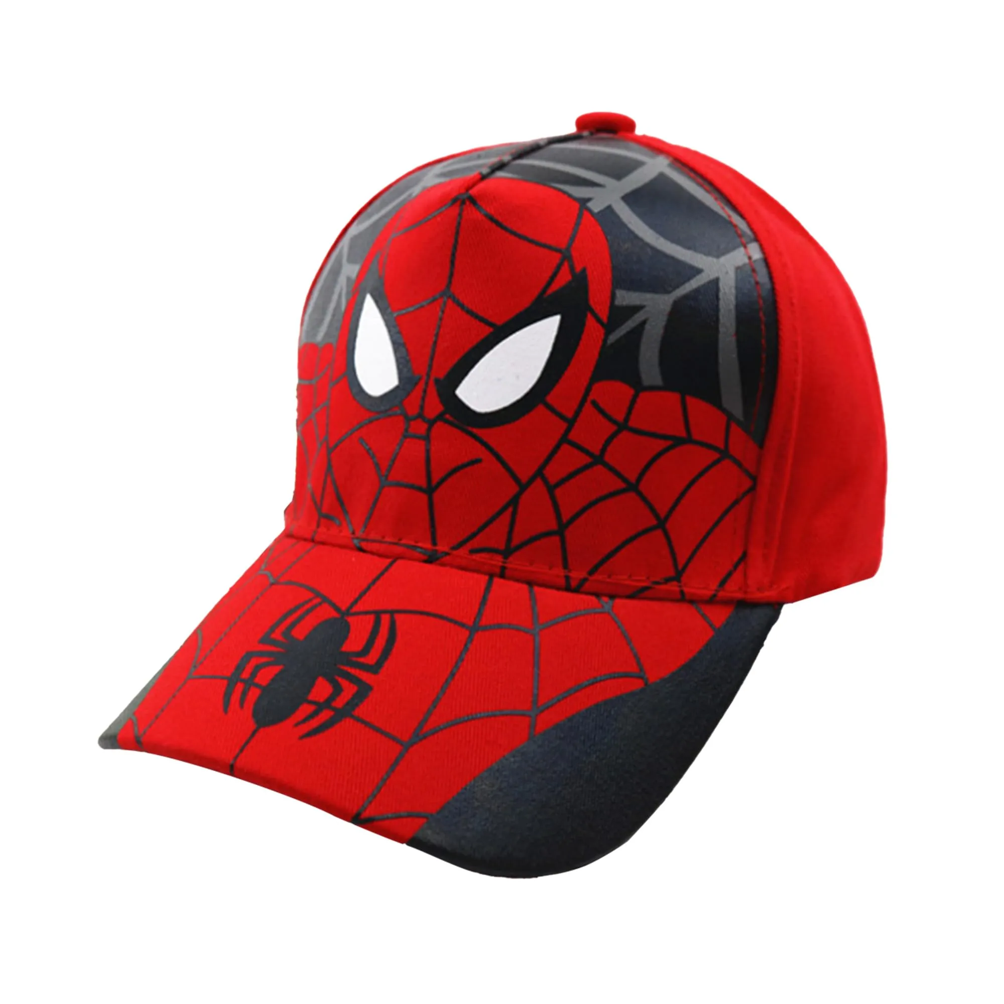 Homestic Spiderman Cap | Adjustable Cap for Boys and Girls | Cartoon Character Printed Little Cap for Kids | Cap for 7-12 Year Old Baby Girls and Boys | T8103-A | Red