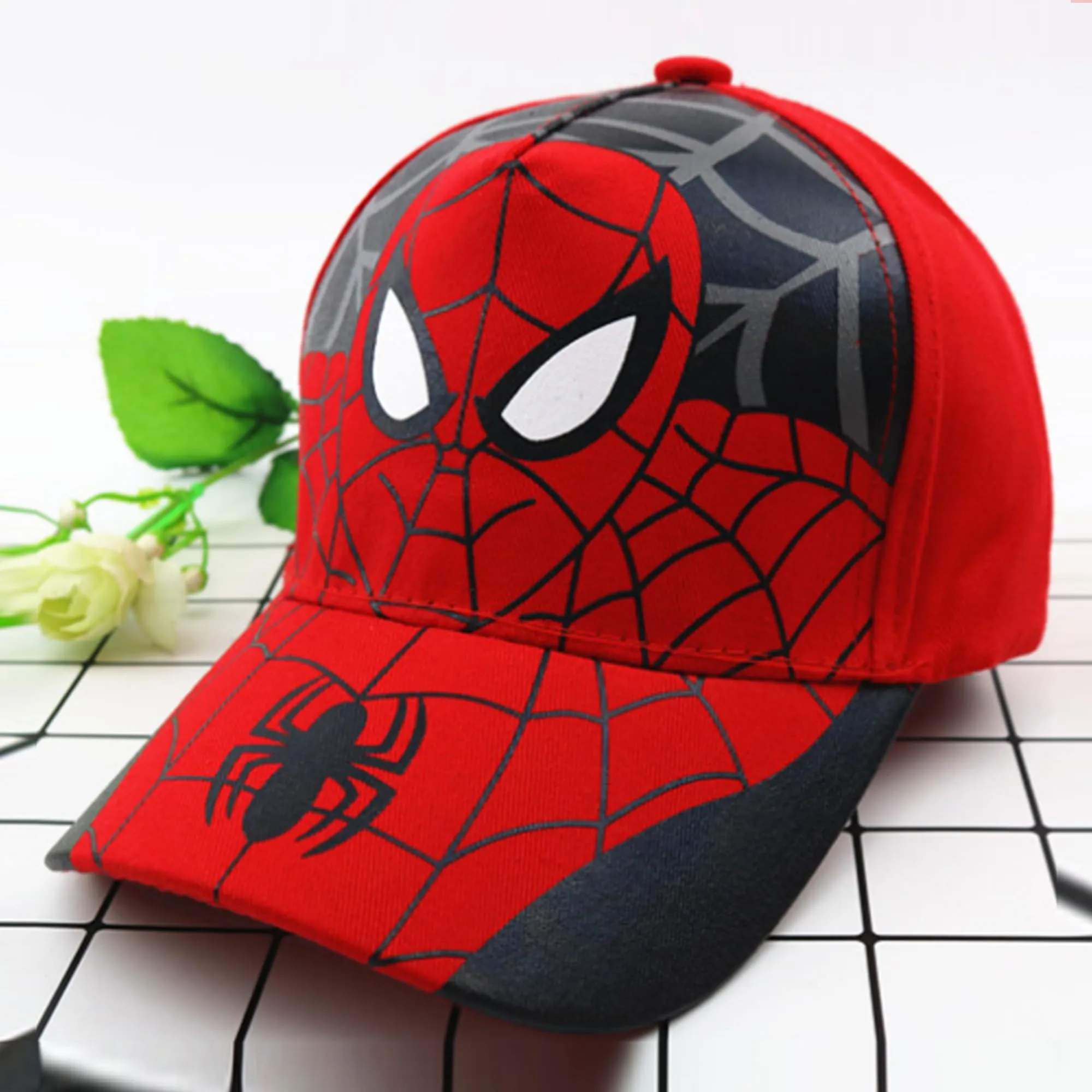 Homestic Spiderman Cap | Adjustable Cap for Boys and Girls | Cartoon Character Printed Little Cap for Kids | Cap for 7-12 Year Old Baby Girls and Boys | T8103-A | Red