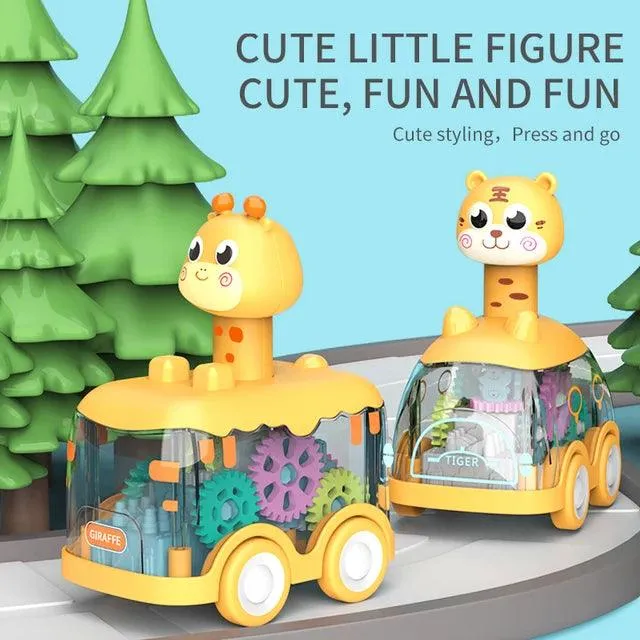 Interactive Press-and-Go Gear Car Toy for Children: Pull Back, Inertial, and Fun Animal Puzzle Car