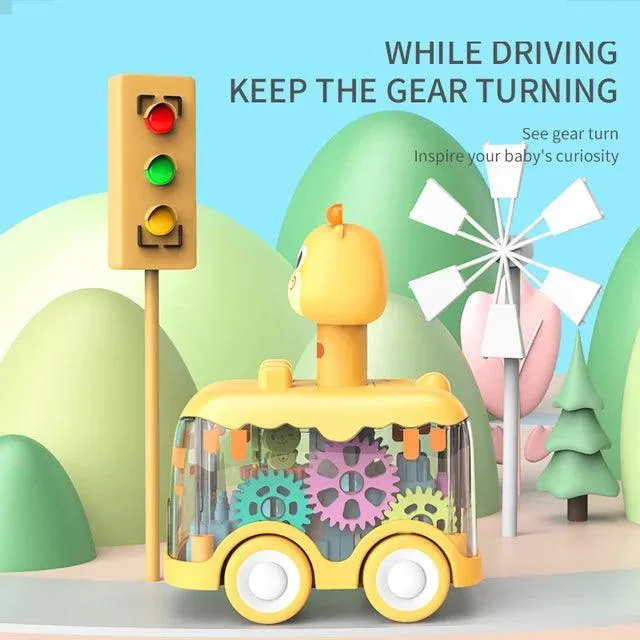 Interactive Press-and-Go Gear Car Toy for Children: Pull Back, Inertial, and Fun Animal Puzzle Car