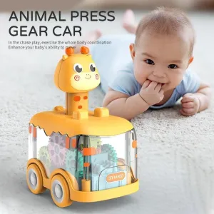 Interactive Press-and-Go Gear Car Toy for Children: Pull Back, Inertial, and Fun Animal Puzzle Car