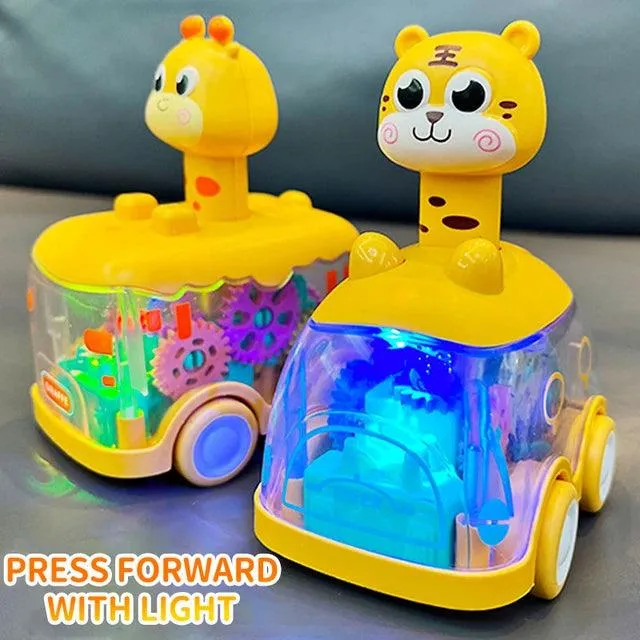 Interactive Press-and-Go Gear Car Toy for Children: Pull Back, Inertial, and Fun Animal Puzzle Car