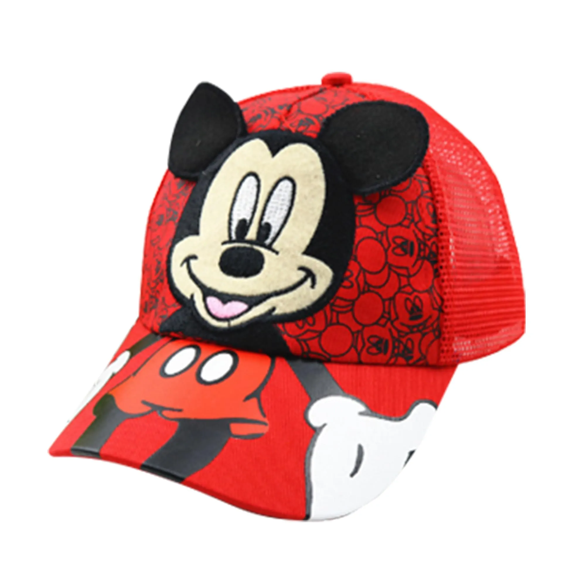 Kuber Industries Mickey Mouse Cap | Adjustable Cap for Boys and Girls | Cartoon Character Printed Little Cap for Kids | Cap for 7-12 Year Old Baby Girls and Boys |QI0102-A | Red