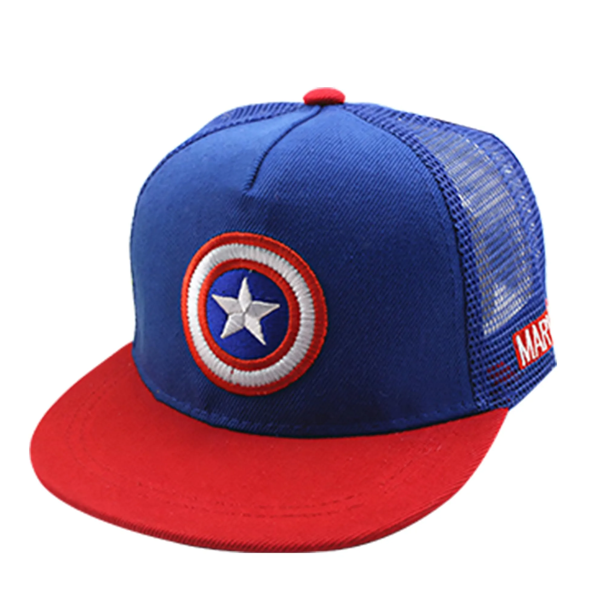 Kuber Industries Pack of 2 Marvel Captain America Cap | Adjustable Cap for Boys and Girls | Cartoon Character Printed Little Cap for Kids | Cap for 7-12 Year Old Baby Girls and Boys | QI0066-A | Blue