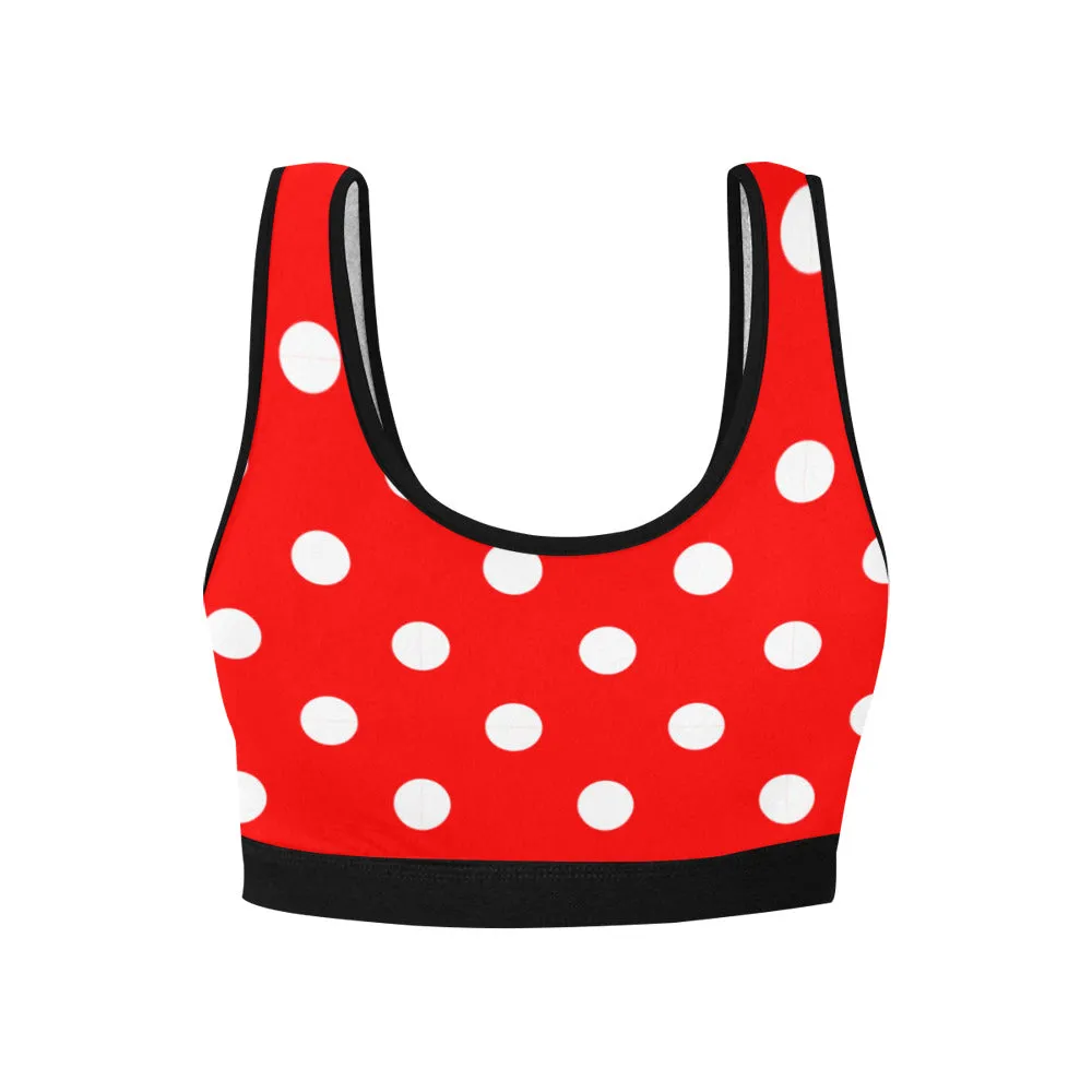 Red With White Polka Dots Women's Sports Bra