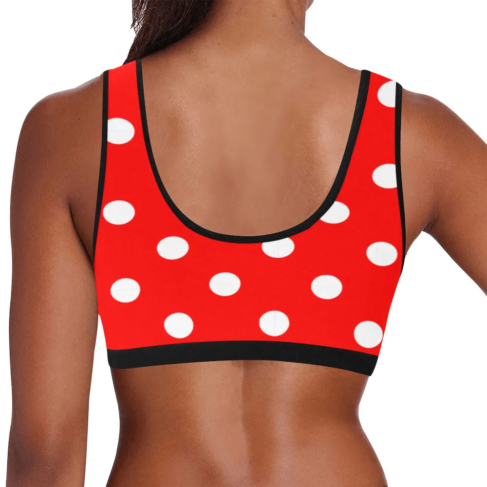 Red With White Polka Dots Women's Sports Bra