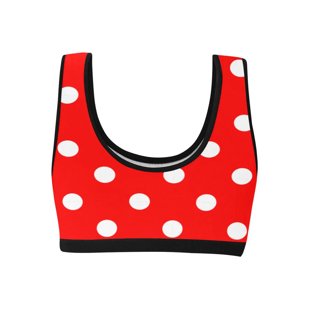 Red With White Polka Dots Women's Sports Bra