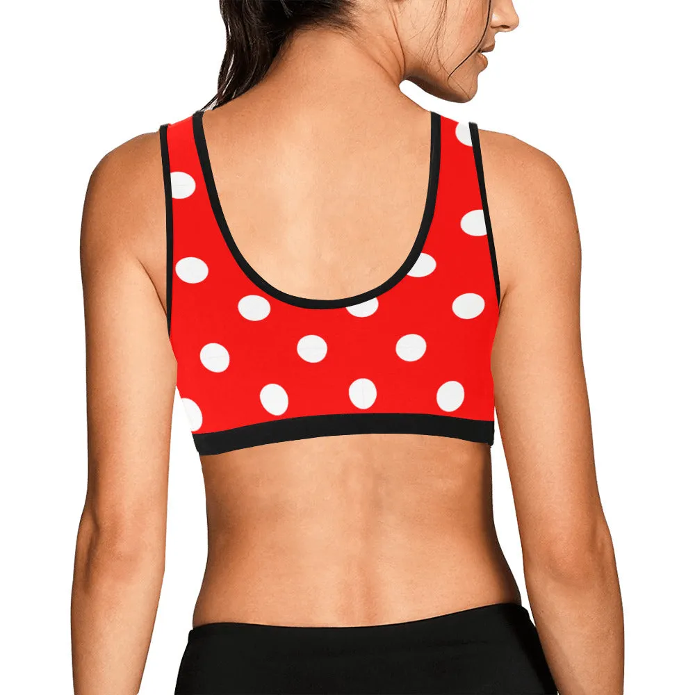 Red With White Polka Dots Women's Sports Bra