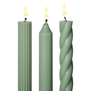 Sage Green 11" Taper Candles Set of 3