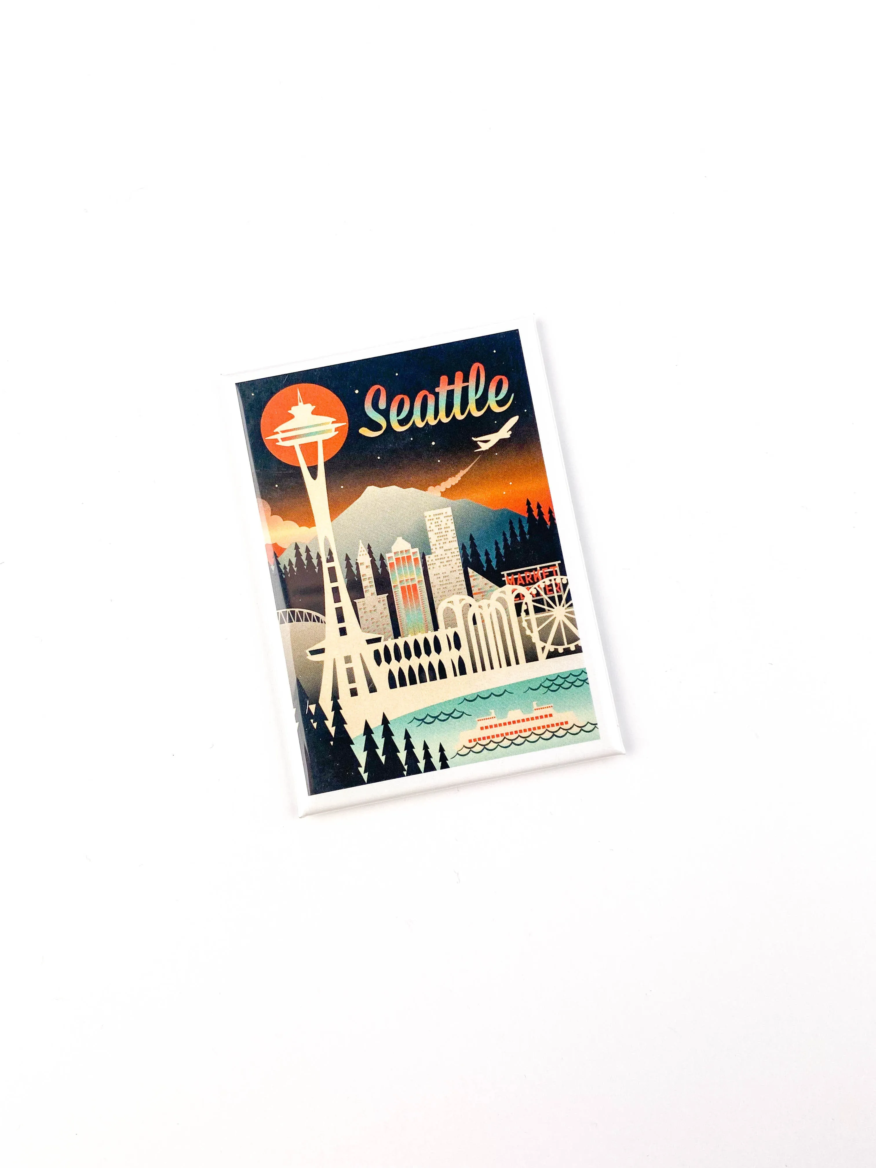 Seattle Retro Skyline Chromatic Series, Lantern Press Magnets