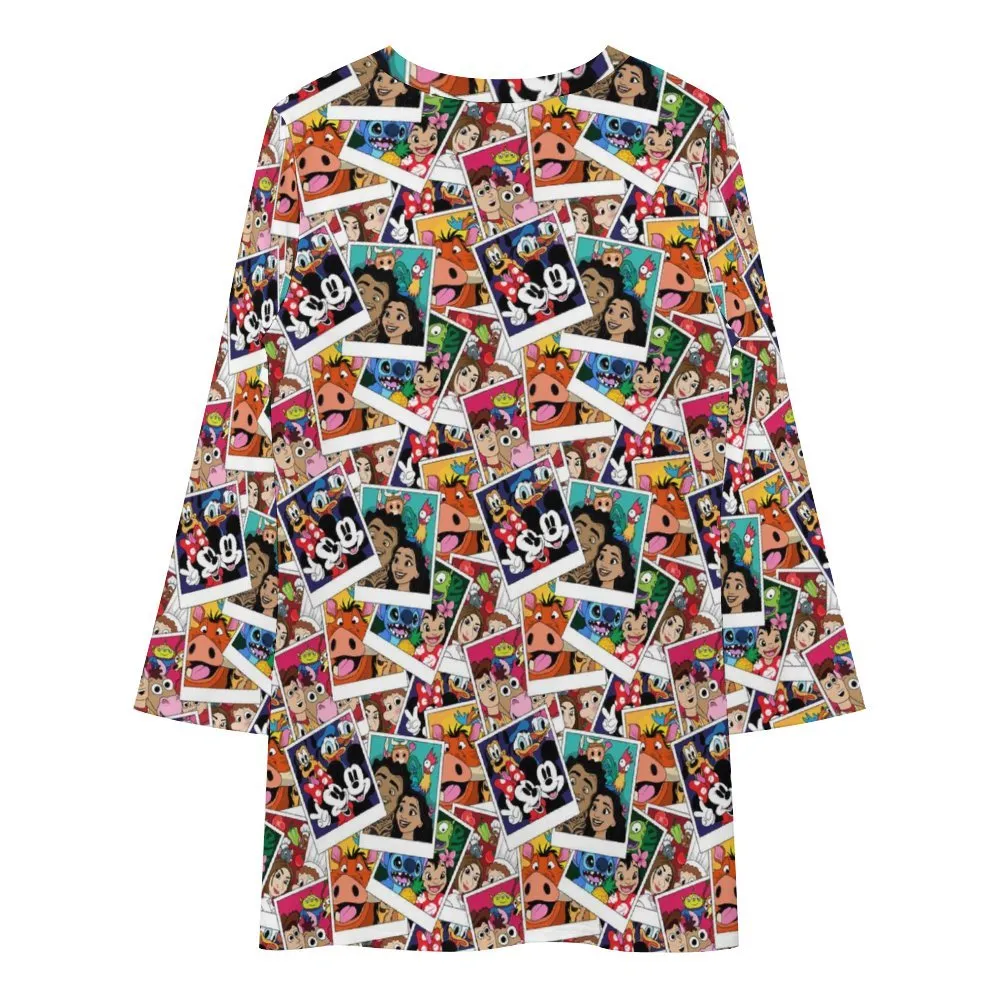 Selfies Long Sleeve Patchwork T-shirt Dress