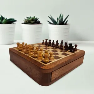 Sheesham Wood Magnetic Chess Set with Foam Tray